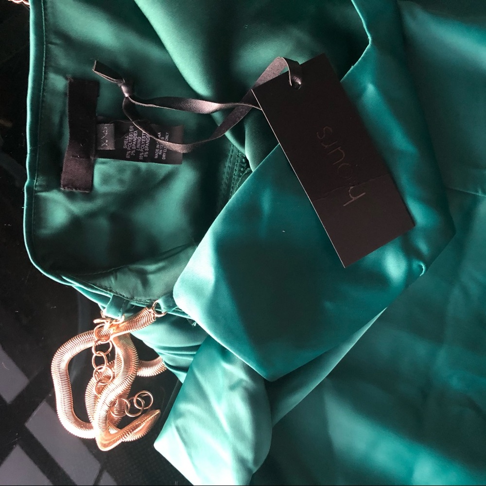 H:ours Sienna Jumpsuit Pants Emerald Green Silky - Picture 3 of 5